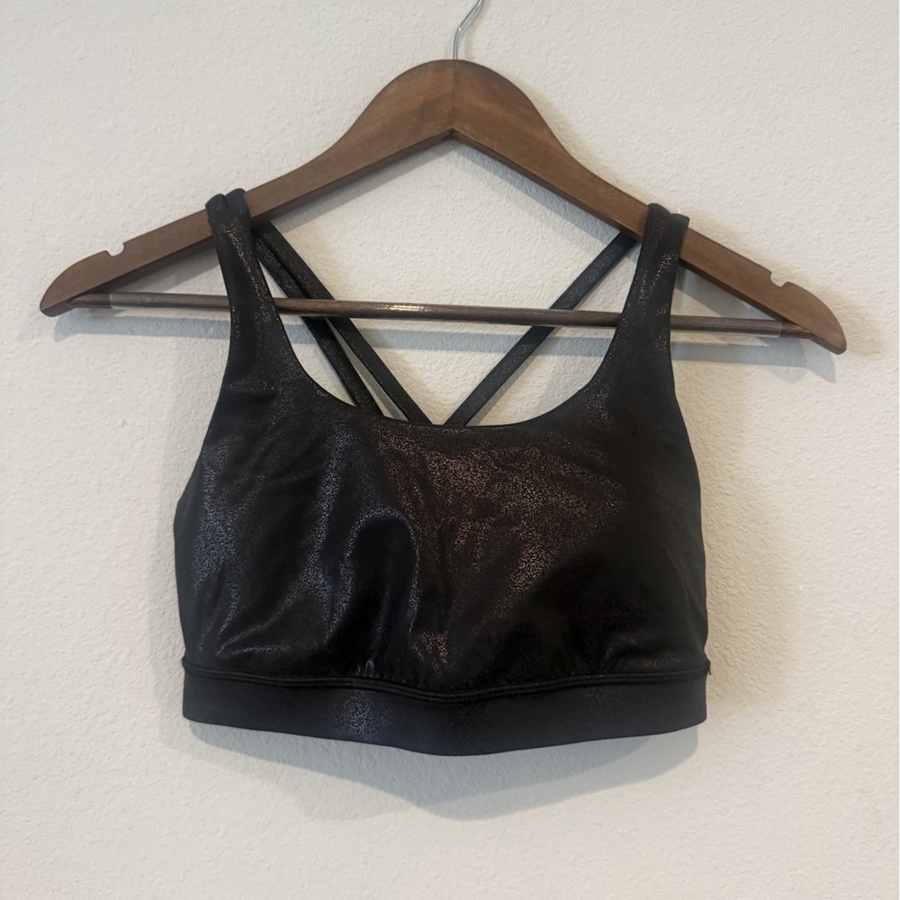 Lululemon Energy Bra Luminosity Foil Print Black Black Size 6